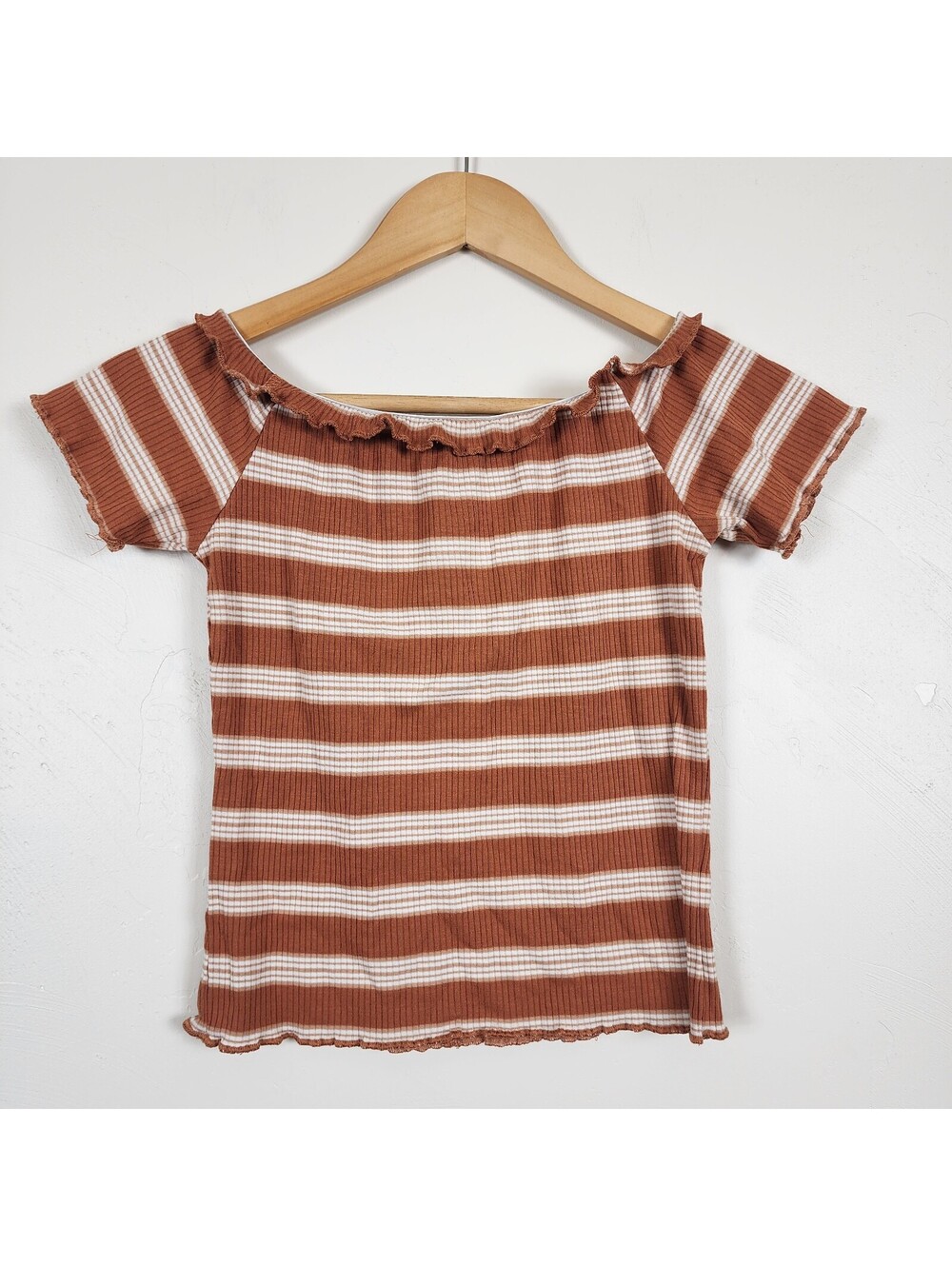 Charlotte Russe rust striped off shoulder top